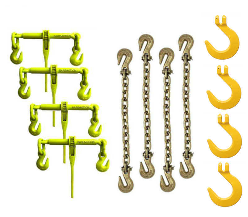 3/8 Grade 70 Chain & Hi-Vis Binder Kit w/G8 Foundry Hooks - 4 Pack –  Baremotion