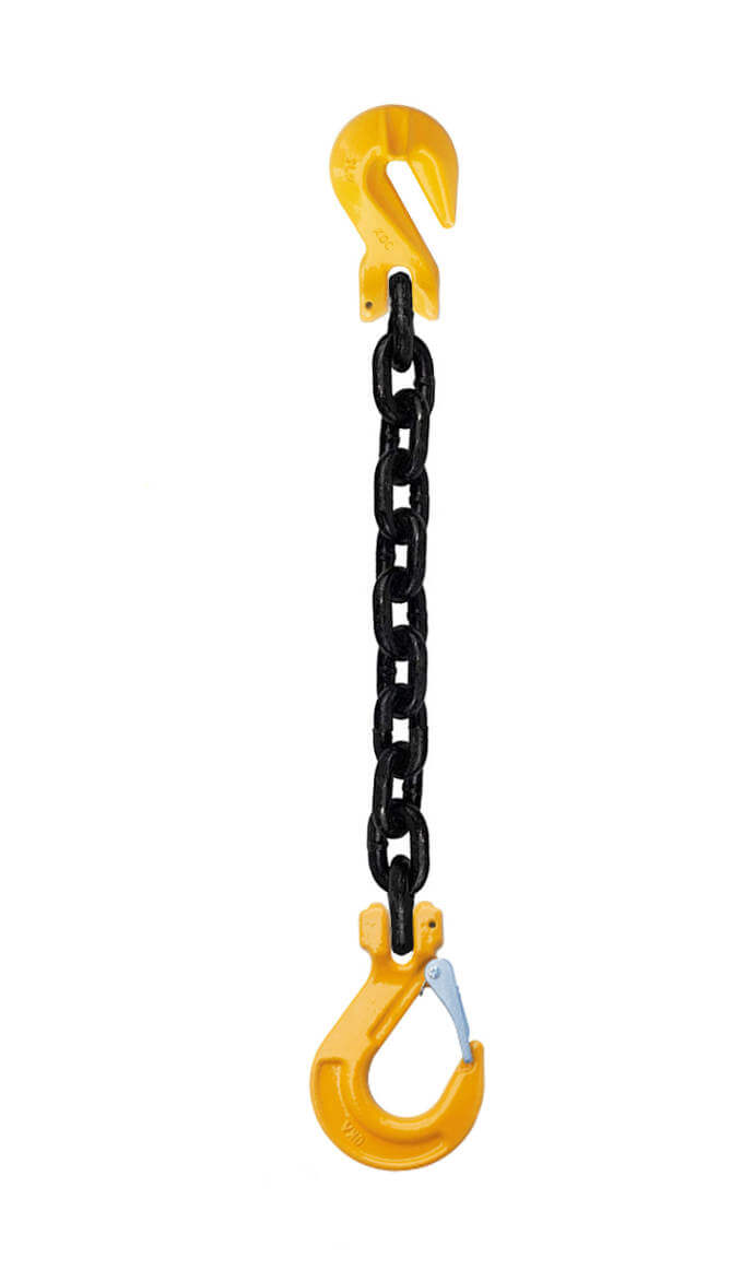 Grade 80 Chain Sling with Clevis Grab & Sling Hooks - SGS Single Leg Lifting