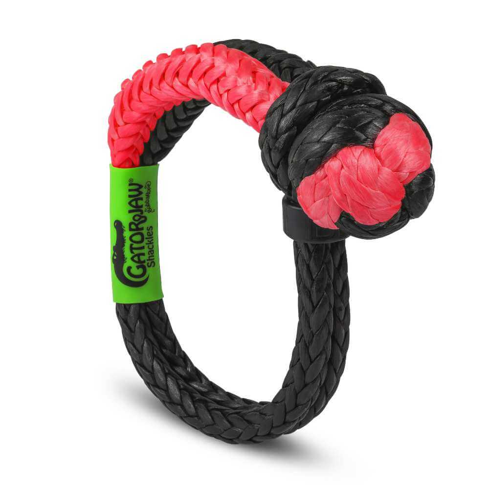 Bubba Rope 1/2" NexGen Pro Gator Jaw Synthetic Soft Shackle.  Black Red Plasma 