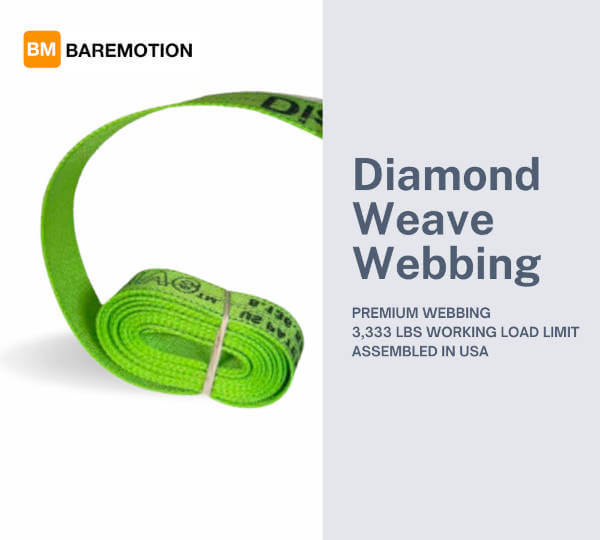 8' Tie-Down Strap with Dynamic Flat Snap Hook ORANGE Diamond Weave –  Baremotion