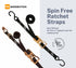 Secure your load with ease using our 1" SPIN FREE Ratchet Straps with Coated S-Hooks. 