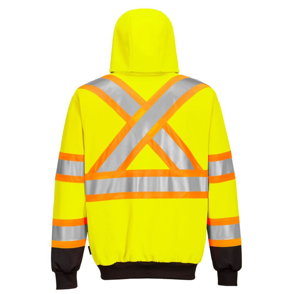 Portwest CA170  Hi-Vis Zipped Hoodie X Back - Yellow.  Ideal for every day work wear.