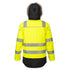 Insulated Parka Portwest PW369 Hi-Vis Winter Jacket.  Back view with hoodie up