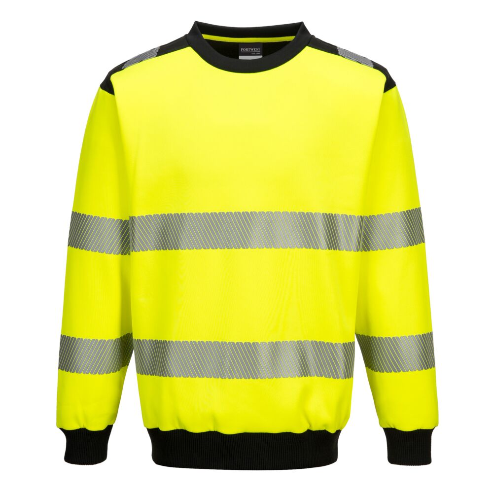 Portwest PW379 Hi-Vis Sweatshirt comes with segmented high visibility reflective tape