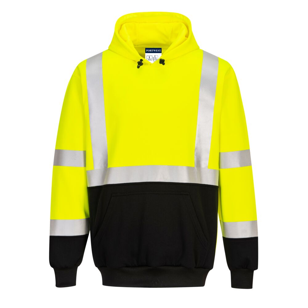 Portwest UB324 Hi-Vis Two Tone Hoodie.  yellow black hoodie