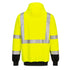 Back view of Portwest UB324 Hi-Vis Two Tone Hoodie.  yellow black hoodie