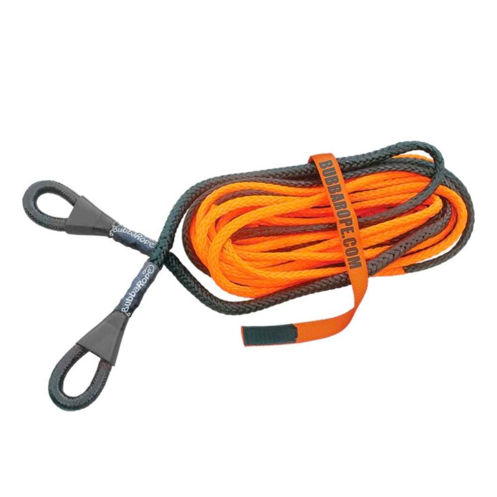 3/8" synthetic winch line extension for off-road recovery gear.  No metal.  Comes in orange rope.