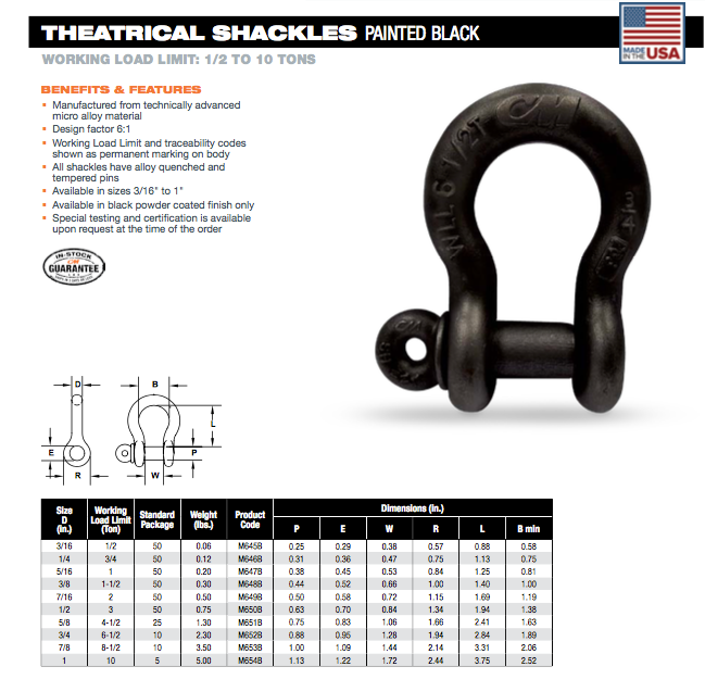 CM Theatrical Screw Pin Anchor Shackles – Baremotion